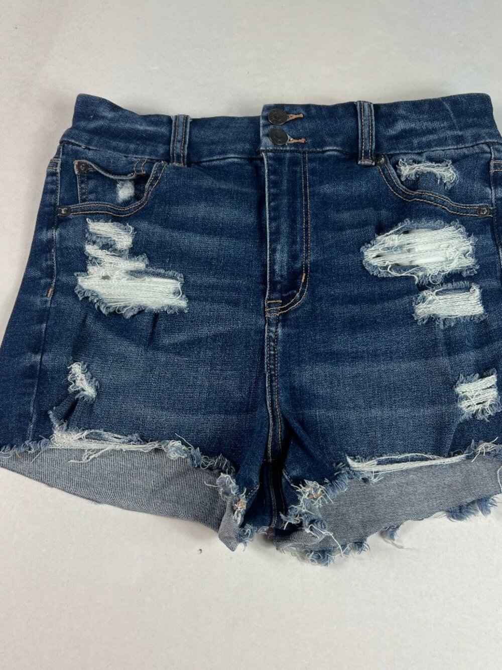 American Eagle Shorts Women's 29* Curvy Hi Rise Shortie Blue Denim Jorts Tag 10
